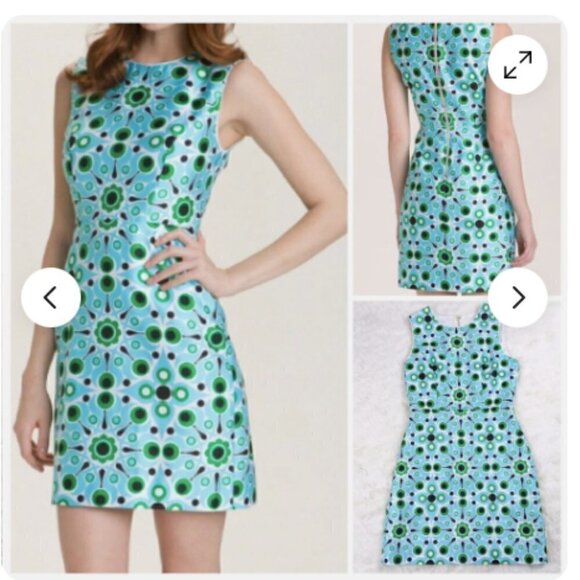 Kate Spade Solar Miriam Sheath Dress Silk Blend Blue Green Size 10 - Picture 2 of 10